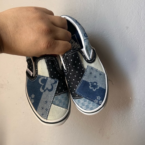 Vans Blue and Black Patchwork Slip-Ons - Picture 2 of 2